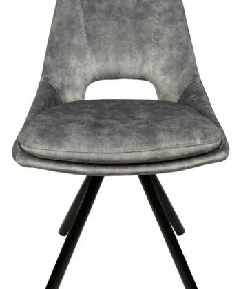 Munich Retro Stitch Chair – Black Metal Legs with Chenille Upholstery