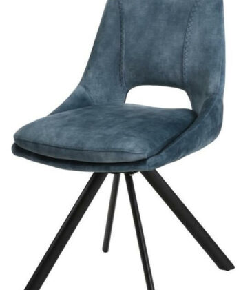 Munich Retro Stitch Chair – Black Metal Legs with Chenille Upholstery