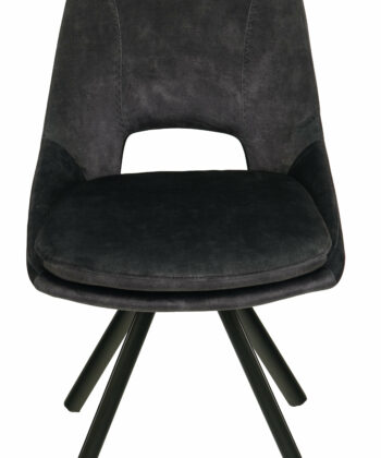Munich Retro Stitch Chair – Black Metal Legs with Chenille Upholstery