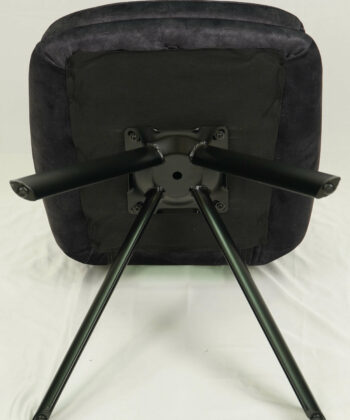 Munich Retro Stitch Chair – Black Metal Legs with Chenille Upholstery