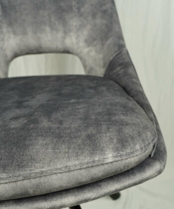 Munich Retro Stitch Chair – Black Metal Legs with Chenille Upholstery