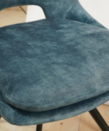 Munich Retro Stitch Chair – Black Metal Legs with Chenille Upholstery