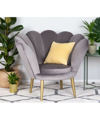 Navy Pearl Shell Lounge Chair – Glamour Velvet Muszelka Armchair