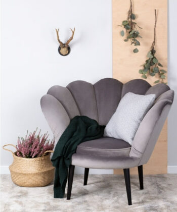 Navy Pearl Shell Lounge Chair – Glamour Velvet Muszelka Armchair