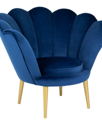 Navy Pearl Shell Lounge Chair – Glamour Velvet Muszelka Armchair