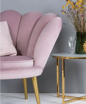 Navy Pearl Shell Lounge Chair – Glamour Velvet Muszelka Armchair