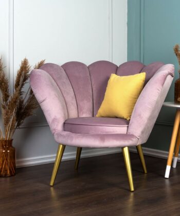 Navy Pearl Shell Lounge Chair – Glamour Velvet Muszelka Armchair