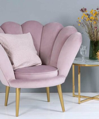 Navy Pearl Shell Lounge Chair – Glamour Velvet Muszelka Armchair