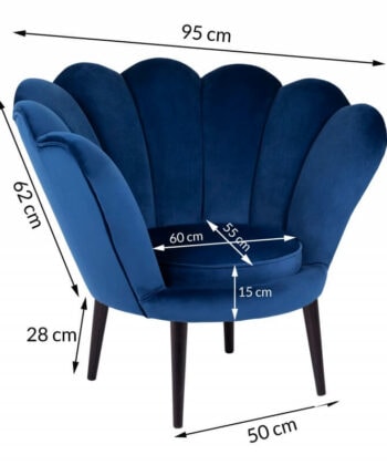 Navy Pearl Shell Lounge Chair – Glamour Velvet Muszelka Armchair