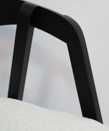 Noir Oak Upholstered Dining Chair – Beige Chenille Seat with Armrests