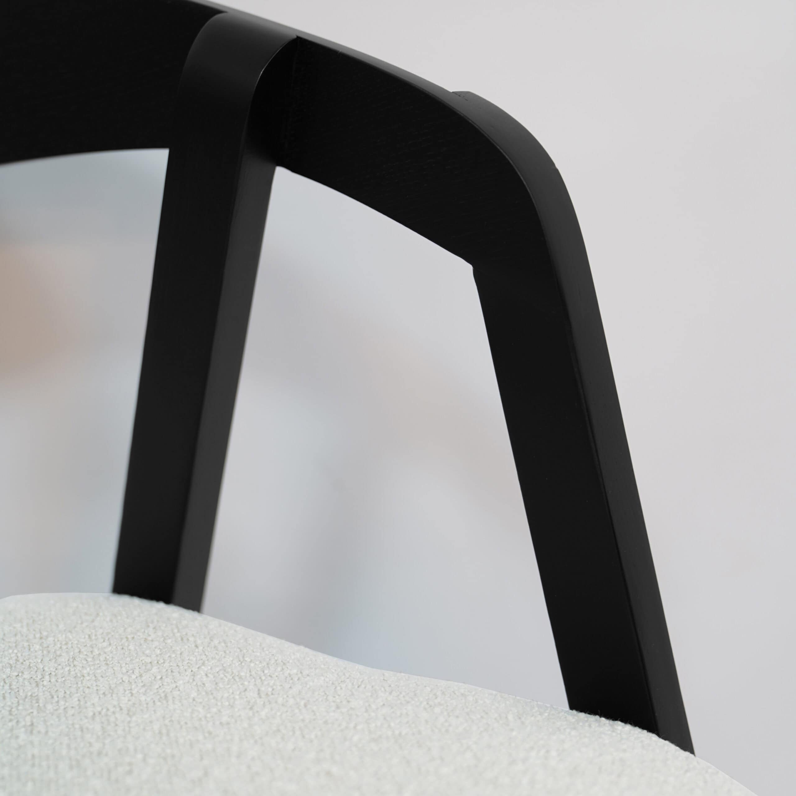 Noir Oak Upholstered Dining Chair – Beige Chenille Seat with Armrests