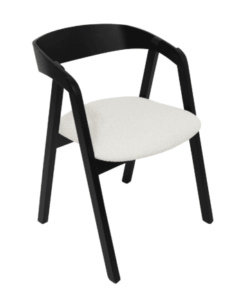 Noir Oak Upholstered Dining Chair – Beige Chenille Seat with Armrests