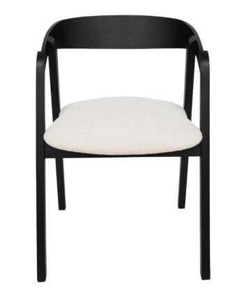 Noir Oak Upholstered Dining Chair – Beige Chenille Seat with Armrests