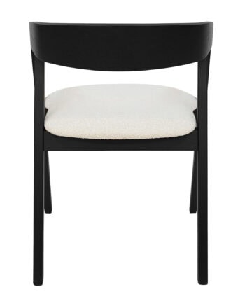 Noir Oak Upholstered Dining Chair – Beige Chenille Seat with Armrests
