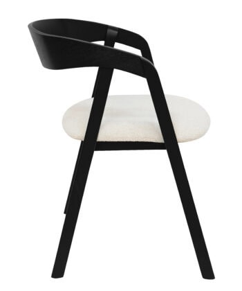 Noir Oak Upholstered Dining Chair – Beige Chenille Seat with Armrests
