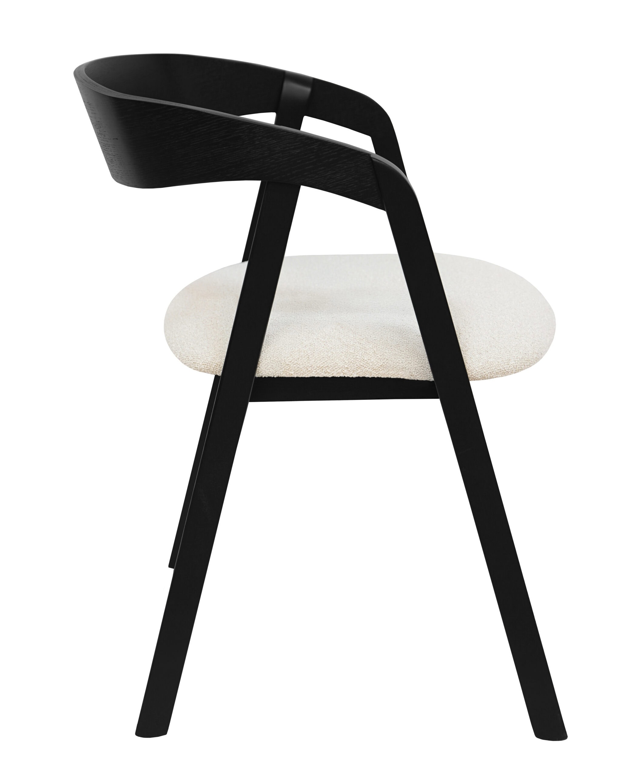 Noir Oak Upholstered Dining Chair – Beige Chenille Seat with Armrests