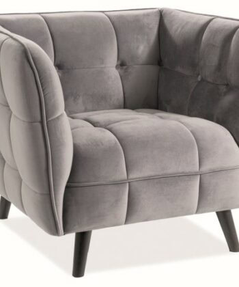 Nordic Dijon Velvet Lounge Chair – Scandinavian Grey Velvet Armchair