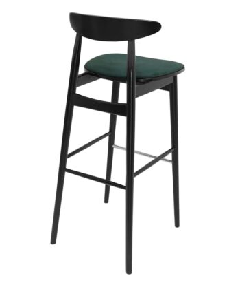 Nordic Ember Bar Stool – Black Beech Frame with Green Chenille Seat