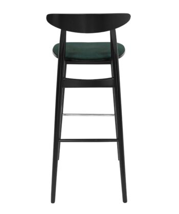 Nordic Ember Bar Stool – Black Beech Frame with Green Chenille Seat