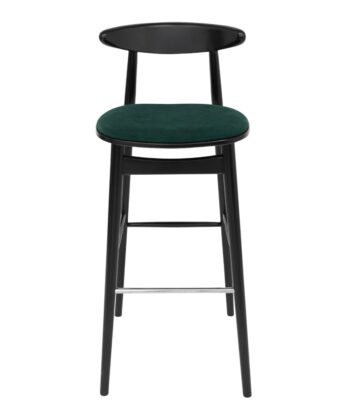 Nordic Ember Bar Stool – Black Beech Frame with Green Chenille Seat