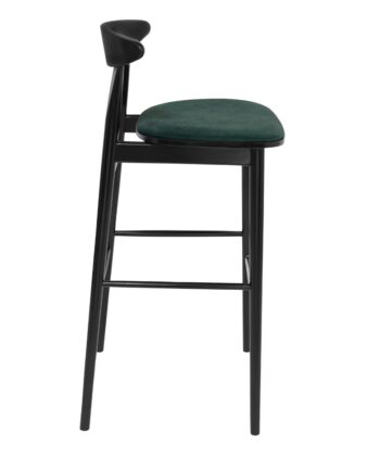 Nordic Ember Bar Stool – Black Beech Frame with Green Chenille Seat