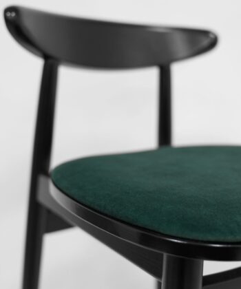 Nordic Ember Bar Stool – Black Beech Frame with Green Chenille Seat
