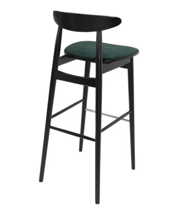 Nordic Ember Bar Stool – Black Beech Frame with Green Chenille Seat