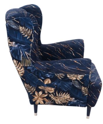 Obsidian Tropic Wingback Chair – Patterned Velvet Scandinavian Lounge