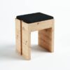 Onyx Grove Vanity Stool – Artisan Oak Base with Black Velvet Seat