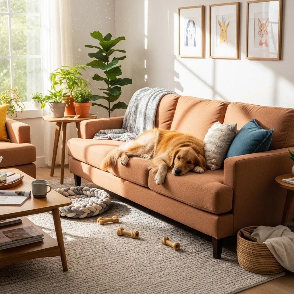 Pet-friendly sofa in a living space — microfiber upholstery with a relaxed vibe