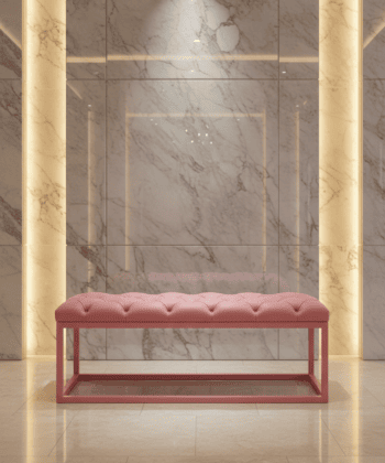 Pink UrbanChic Ecoleather Bench – Handmade Metal Frame Seat for Modern Homes