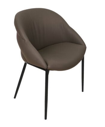 Prestige Diamond Stitch Armchair – Brown Eco-Leather on Black Metal Base