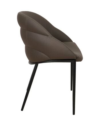 Prestige Diamond Stitch Armchair – Brown Eco-Leather on Black Metal Base