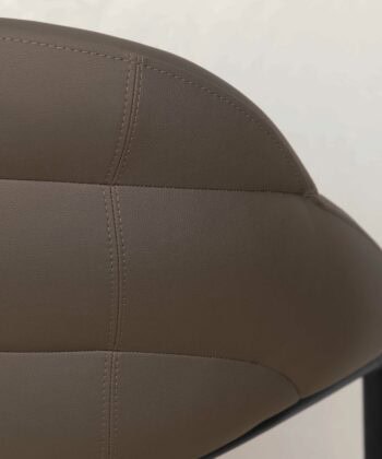 Prestige Diamond Stitch Armchair – Brown Eco-Leather on Black Metal Base