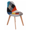 Prism Patchwork Scandinavian Chair – Multi-Colour Chenille Natural Beech 47x50x82cm