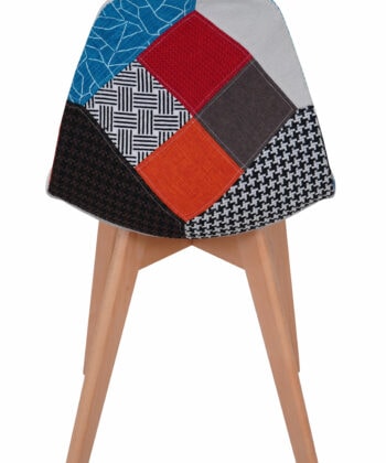 Prism Patchwork Scandinavian Chair – Multi-Colour Chenille Natural Beech 47x50x82cm