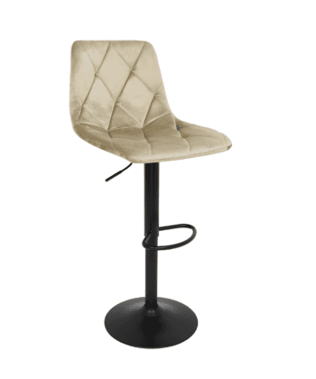 Ivory Luxe Velvet Bar Stool – Adjustable Beige Kitchen Island Chair 45x52x90cm