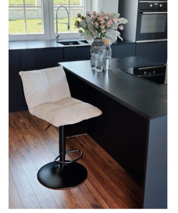 Raven Urban Bar Stool Kos – Dark Grey Chenille Kitchen Counter Chair