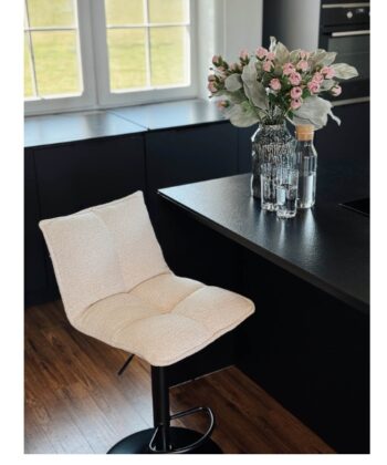Raven Urban Bar Stool Kos – Dark Grey Chenille Kitchen Counter Chair
