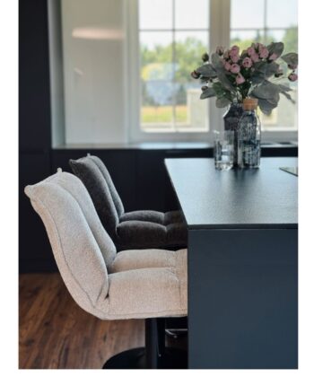 Raven Urban Bar Stool Kos – Dark Grey Chenille Kitchen Counter Chair