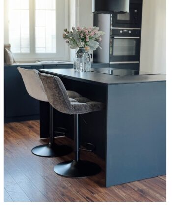 Raven Urban Bar Stool Kos – Dark Grey Chenille Kitchen Counter Chair