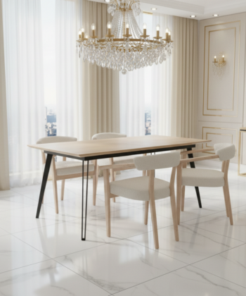 Ironwood Loft Extendable Dining Table &ndash; Natural Oak 160-200x90cm Black Metal Base