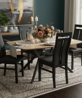 Harbourline Loft Extend Dining Table &ndash; Natural Oak 140&ndash;180x90cm Black Steel Legs