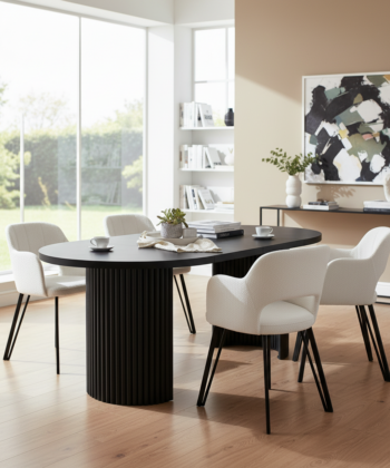 ELEMENTS Rail-Extend Table – 180cm Cashmere Top, Steel Base, Compact Luxury