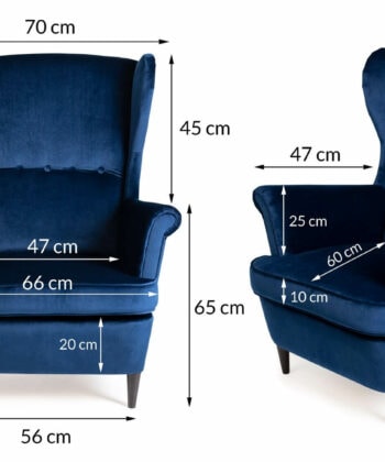 Sapphire Crown Tufted Wingback – Navy Velvet Button-Tufted Lounge Chair