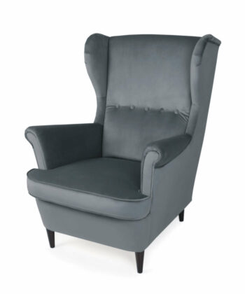 Sapphire Crown Tufted Wingback – Navy Velvet Button-Tufted Lounge Chair