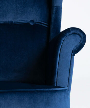 Sapphire Crown Tufted Wingback – Navy Velvet Button-Tufted Lounge Chair