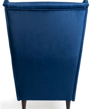 Sapphire Crown Tufted Wingback – Navy Velvet Button-Tufted Lounge Chair