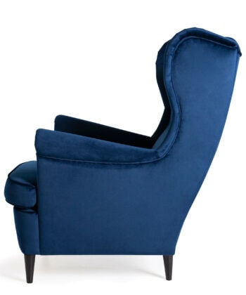 Sapphire Crown Tufted Wingback – Navy Velvet Button-Tufted Lounge Chair