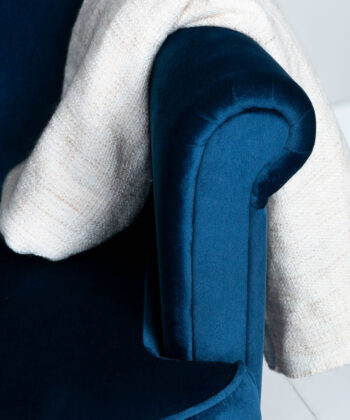 Sapphire Crown Tufted Wingback – Navy Velvet Button-Tufted Lounge Chair